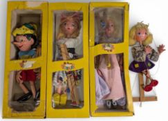 4x Vintage Pelham Puppets, to include boxed examples of Cinderella, Pinocchio, Mitzi, and a loose