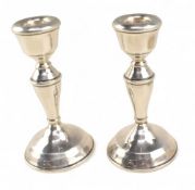 Hallmarked Silver Candlesticks by B & Co Birmingham H/M letter X 1972 14cm high weighted base 370g