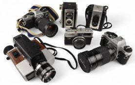 Mixed Camera Selection to include Olympus OM10, with Manual Adapter with Vivitar 28-85mm lens,