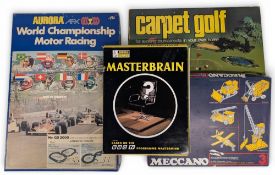 4x Vintage Games: Carpet Golf, Aurora World Championship Racing slot car set (missing one car),