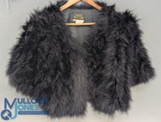 Vintage Gina Bacconi Feather Shoulder Jacket, black size L. In good condition