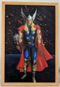 Marvel Comic Thor large painting, framed in canvas - size 64cm x 96cm
