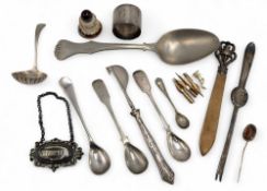 Collectable Plated Cutlery - with noted items of a sugar shifter spoon, mustard spoons, cruet