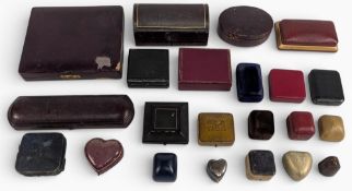 Antique Jewellery empty cases and boxes: rings, watches, necklace, spoon, etc, a good early