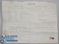 Maritime: Bill of Sale for a Ship - fine printed document with ms insertions dated 1871 being the
