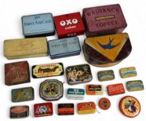 Collection of Vintage Advertising Tins: large selection to include OXO, Boots First Aid, Throat