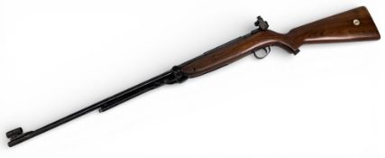 Webley Mark 3 'Super Target' .177 under lever action air rifle, with figured walnut stock inset with