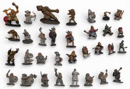 Vintage Warhammer Gaming white metal figures: Lord of the Rings – Sam, Dwarfs, Snotlings, and a