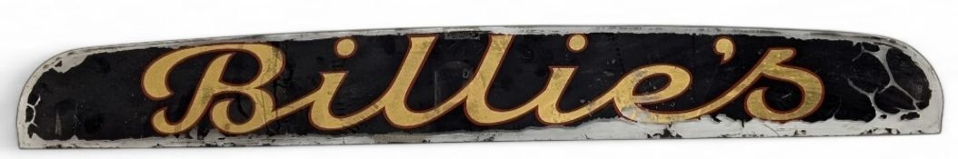 Billies Coaches Ltd vehicle front window advertising glass nameplate c1950: Billies Coach Company