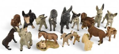 Ceramic Donkey Collection: various examples and sizes, some by Coopercraft, and Leonardo (box)
