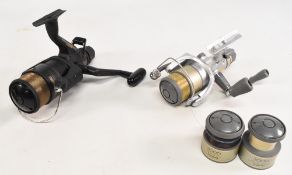 Shimano Aero 4500 baitrunner reel, single handle, missing handle lock screw, and a Shimano Sahara