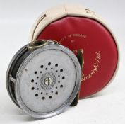 c1912 Hardy Bros Perfect 3 ½” alloy trout fly reel with agate line guide (no cracks), strapped rim