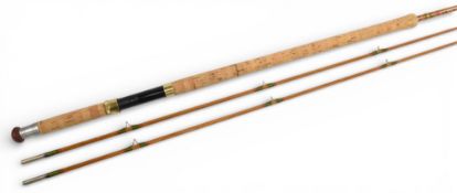 Pezon et Michel parabolic tournament split cane fly rod with spare tip marked 10ft 6” 2 pc - 12ft