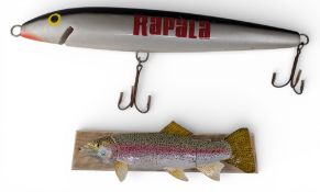 Rapala Advertising Shop Display large fishing lure - missing a part around mouth, with a plaster