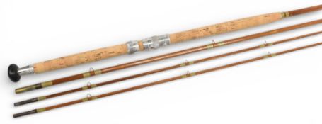 Millwards Fly Ranger split cane salmon fly rod No 5631, 12ft 6” 3pc with spare tip, 26” handle alloy