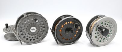 3x Various Reels to include Roddy 3 3/4” alloy fly reel with quick release spool rim tensioner, line