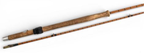 J J S Walker Bampton & Co Alnwick, split cane trout/sea trout fly rod No 25678, 11ft 2pc, alloy down