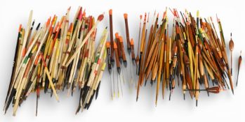 Another large collection of traditional/vintage floats, including Newark needle floats, various cork