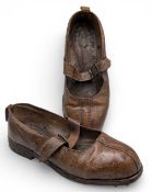 Pair of Antique Fishing Wading Shoes Brogues, all leather with hobnail soles, size 11 marked A173