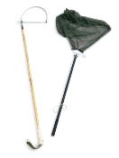 Hardy Bros folding Landing Net and a salmon tailer, the tailer has a bamboo handle with leather hand