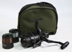 Shimano Aero 3000GTM fighting drag reel, 3 bearing, good condition, c/w 2 spare spools in zip case.