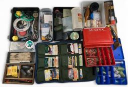 Shakespeare Fishing Seat Box, with adjustable feet, full of fishing accessories floats, feeders,