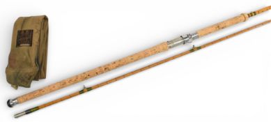 Hardy Alnwick “The No 2 LRH Spinning” Palakona split cane rod H 252092, 9ft 6” 2pc, 29” mushroom