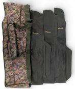 4x Canvas Rod Bags, three by Wychwood for multi rods, and a camouflage NGT bag