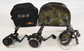 Daiwa Harrier 125M closed face reel, rear drag, lacking handle screw cover, and Enforcer 5000