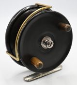 Hardy Bros Patent ‘Longstone Ebona’ 5 1/8” ebonite, nickel silver star back reel with Bickerdyke
