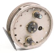 J W Young & Son “The Rapidex” alloy centre pin/trotting reel, 4” ventilated spool, 2 screw latch,