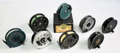 A collection of alloy trout fly reels, all working well, with very light use, as follows: 1x J W