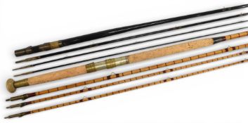 Army & Navy A202-7 steel centre split cane salmon fly rod, 15ft 3pc with spare tip, 26” handle