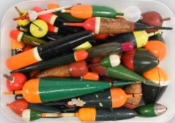 Good collection of pike fishing floats, in cork, balsa and plastic, sizes ranging up to 8 ½”, in