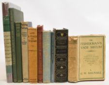 Vintage fishing books to include The Fisherman’s Vade Mecum 1952 G W Maunsell, The Badminton Library