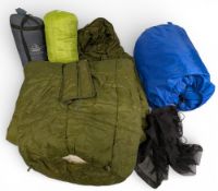 Ron Hutchinson Carp adult mummy sleeping bag, in black mesh bag, plus 3 assorted sleeping bags by