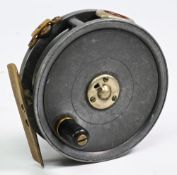 Dingley alloy trout fly reel, 3 ½” solid spool (internal stamp D2), 3 screw latch, black handle,