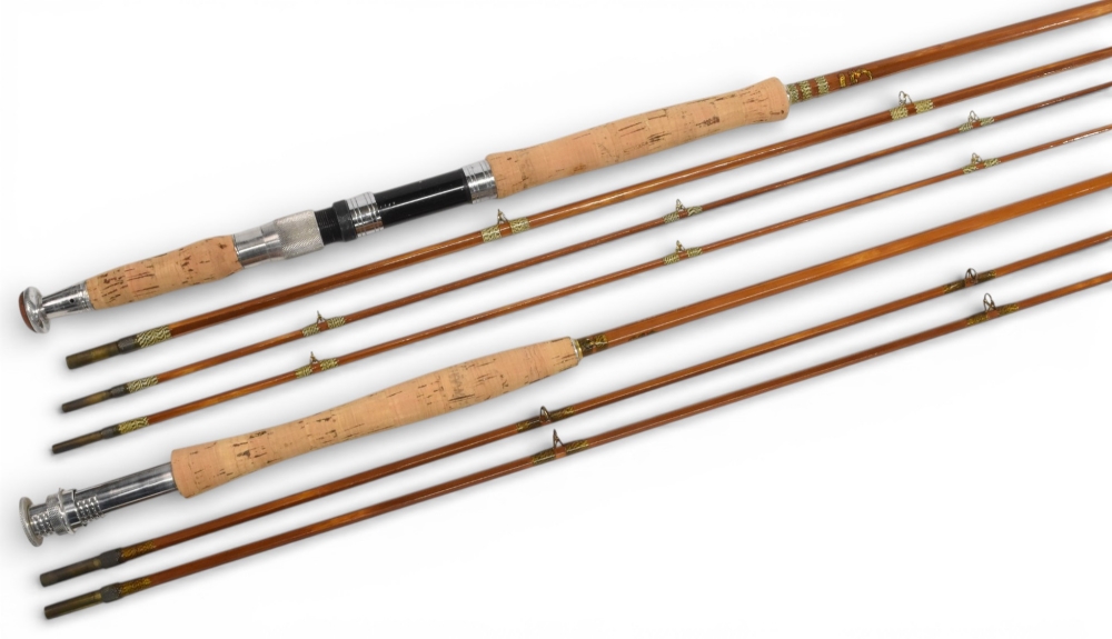Millwards Fly Rover split cane fly rod No 5853, 9ft 5” 2pc with spare tip (4” short), alloy