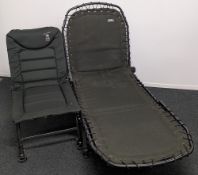 Terry Hearn Fishing Chair, padded green, adjustable feet, and a Fox fishing bed (need some