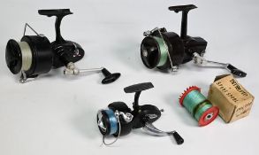 Mitchell 386 LHW large fixed spool reel, good bail, on/off check and free spool, runs well. Daiwa