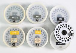 6x Hardy Alnwick Viscount 130 alloy spare spools, 3 ½” – all in plastic cases. (6)