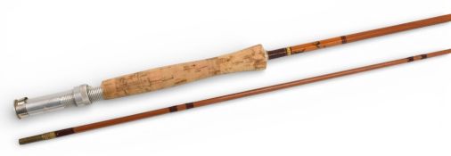 J S Sharpe Ltd Aberdeen “The Scottie” impregnated split cane trout fly rod No 45-986, 8ft 6” 2pc,