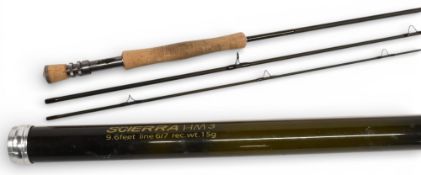 Scierra HM3 carbon trout fly rod, 9ft 6” 3pc line 6/7#, alloy double uplocking reel seat and collar,
