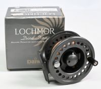 Daiwa Lochmor Disc Drag alloy trout fly reel, 3 ¼” wide ventilated spool, 2 screw latch, counter