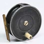 J B Walker Newcastle on Tyne alloy trout fly reel, 3” solid face spool, white handle, good