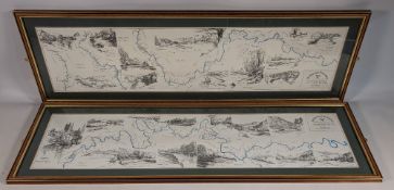 2x framed Fisherman’s Maps/Plans of the salmon caught on Upper and lower Welsh Wye: reproduction