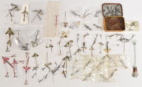 Large collection of vintage dead bait mounts, including Hardy, Abbey, Archer and others, leaded