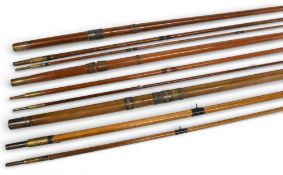 James Ogden of Cheltenham 17’ 6”, 3 piece greenheart salmon fly rod, tapered wooden butt, brass