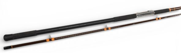 Hardy The Victor 12’ 2-piece Fibalite beach casting rod, metal guides whipped orange, rubber grip,