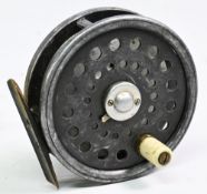 J J S Walker Bampton Maker Redditch alloy trout fly reel, 3 ½” ventilated spool, 2 screw latch,